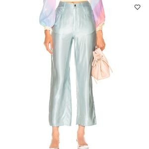 Fleur du Mal Women's Sky Blue Cropped Satin Pants